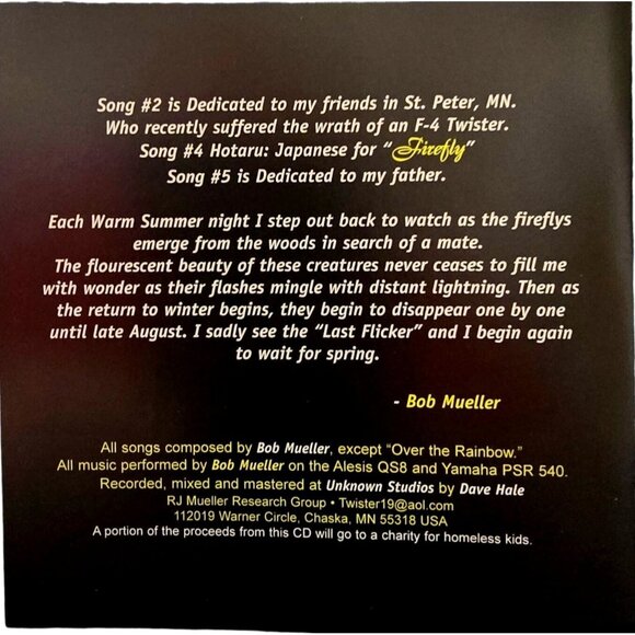 Firefly By Bob Mueller " Your Summer Smile" "Over the Rainbow" Music CD 37404cd - Picture 2 of 3